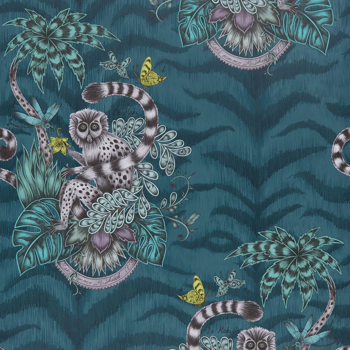 Lemur Wallpaper - Navy - Clarke & Clarke - W0103/03 - Morris Wallpaper