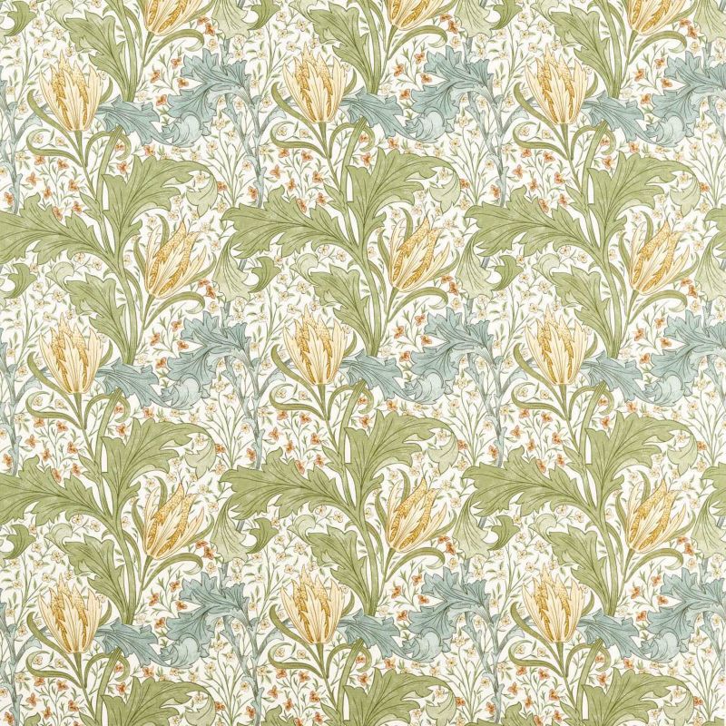 Lent Lily Fabric - Plum/Bayleaf - Morris & Co - 227379 - Morris Wallpaper