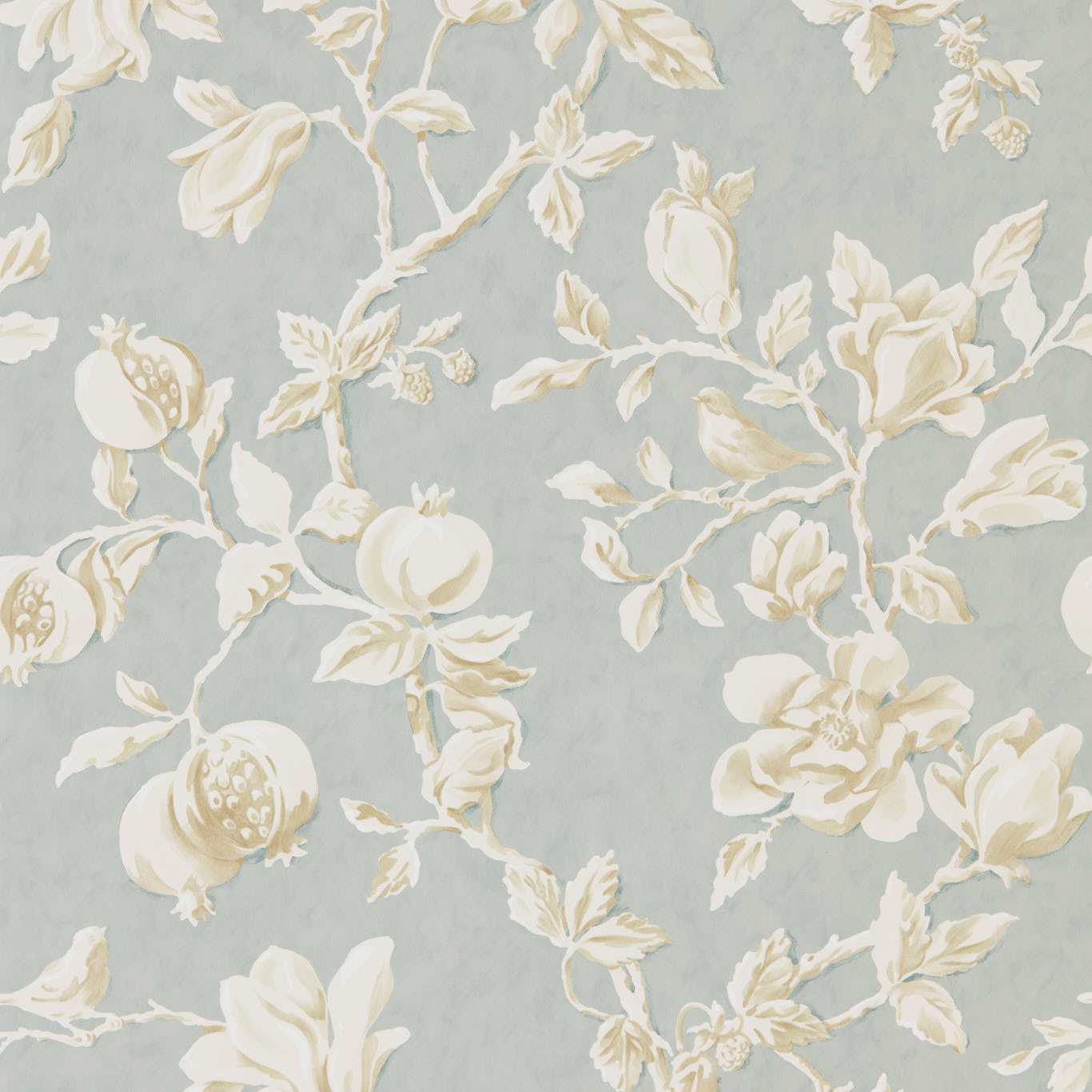 Magnolia & Pomegranate Wallpaper - Grey Blue/Parchment - DWOW215724 - Sanderson