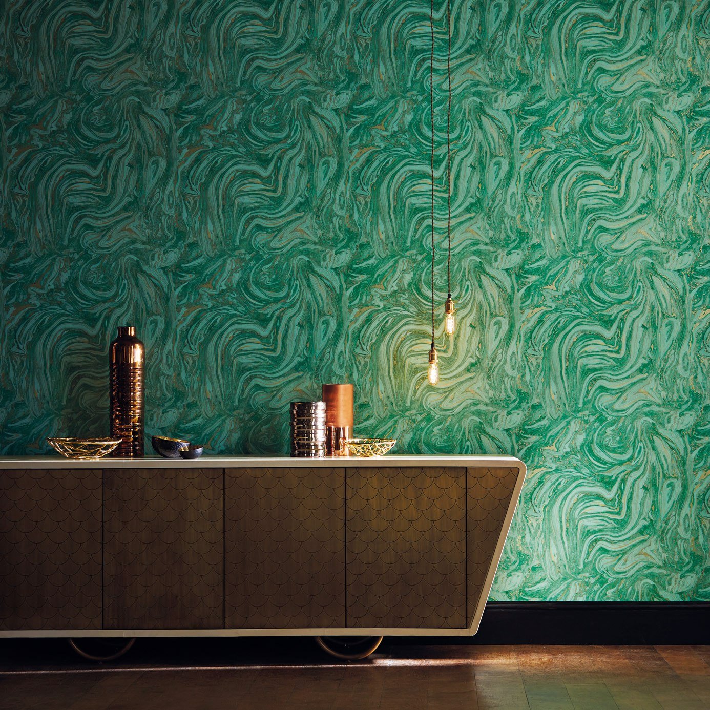 Makrana Wallpaper - Emerald - Harlequin - HMOW110918 - Morris Wallpaper