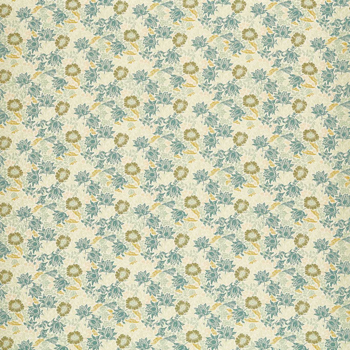 Mallow Jacquard Fabric - Mineral/Chartreuse - F1743/03 - Clarke & Clarke