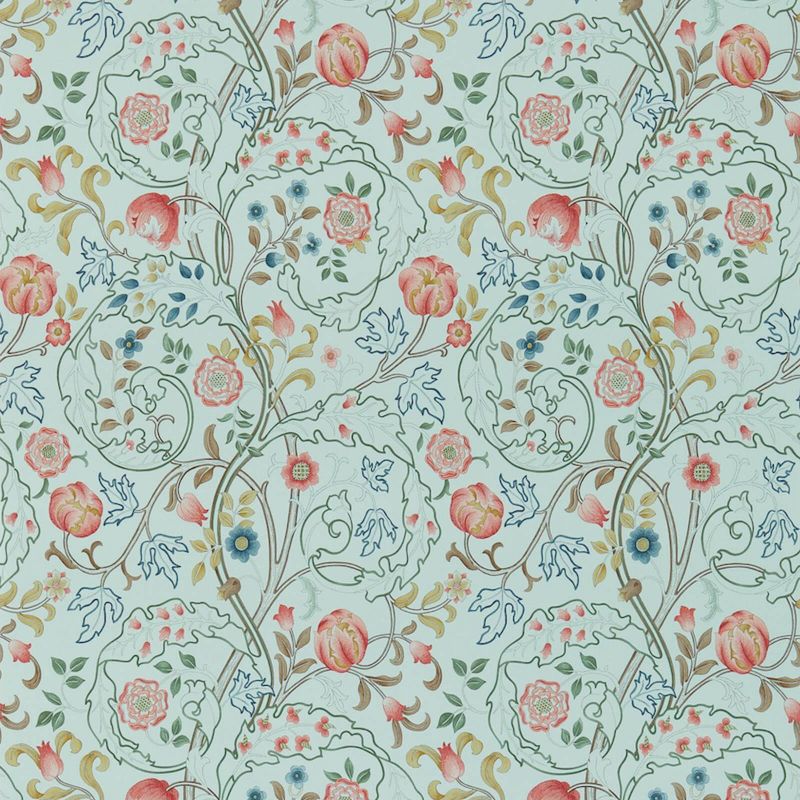 Mary Isobel Wallpaper - Silk Blue/Pink - Morris & Co - 214731 - Morris Wallpaper