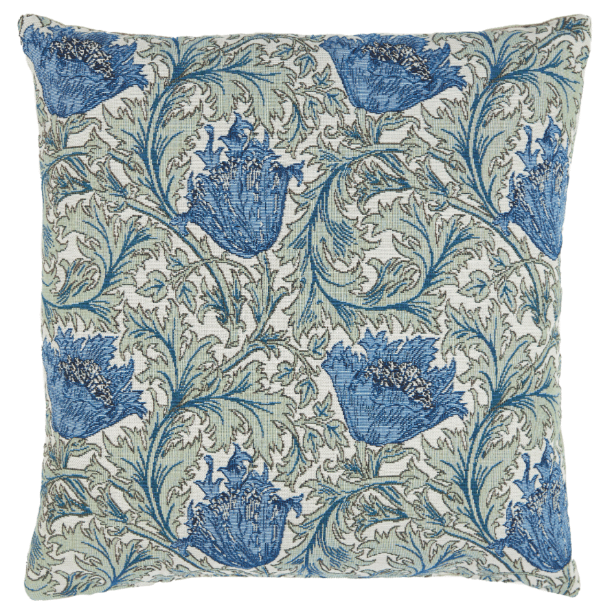 Morris Anemone Blue Green Tapestry Cushion with Feather Filler - Hines - 1109 - Morris Wallpaper