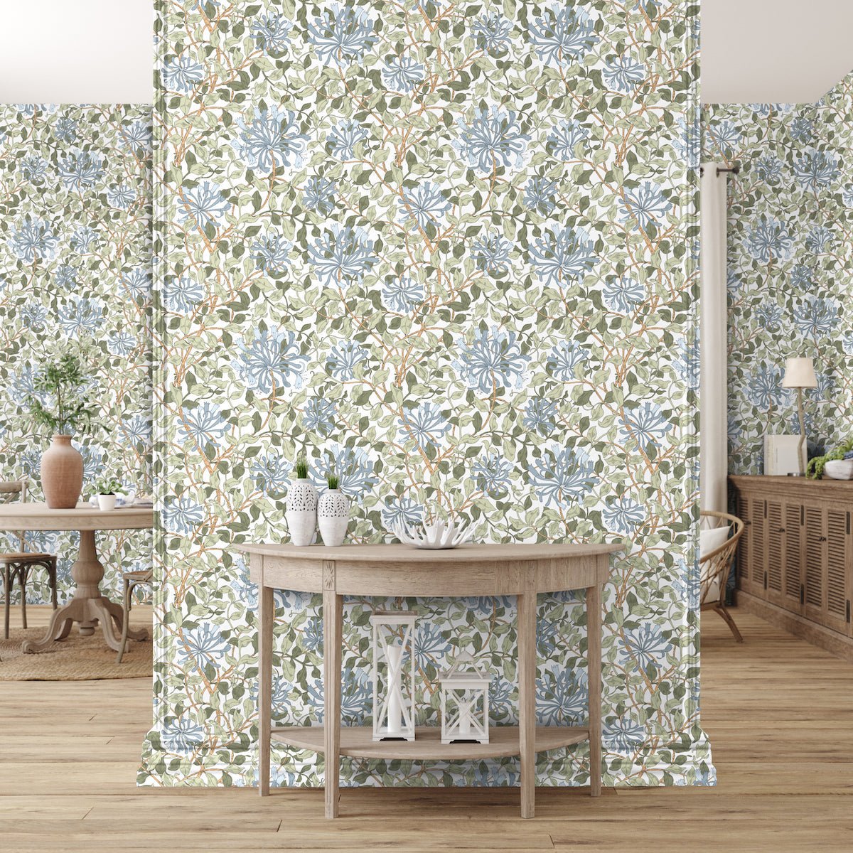 1119 - Honeysuckle Wallpaper - Webbs Grey Blue by Morris Collections