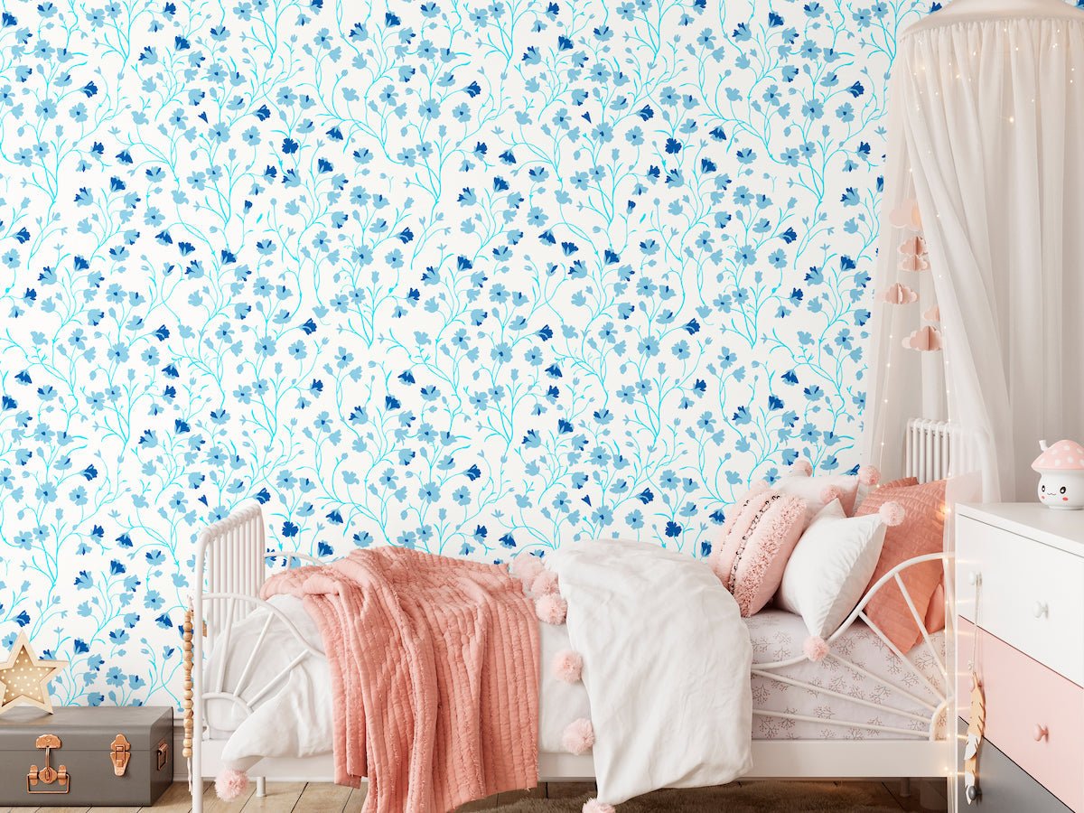 1140 - Forget Me Not Wallpaper - Light Blue by Morris Collections