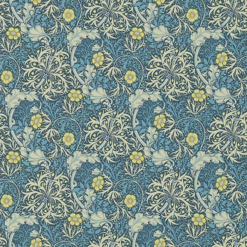 Morris Seaweed Wallpaper - Ink/Woad - Morris & Co - 214714 - Morris Wallpaper