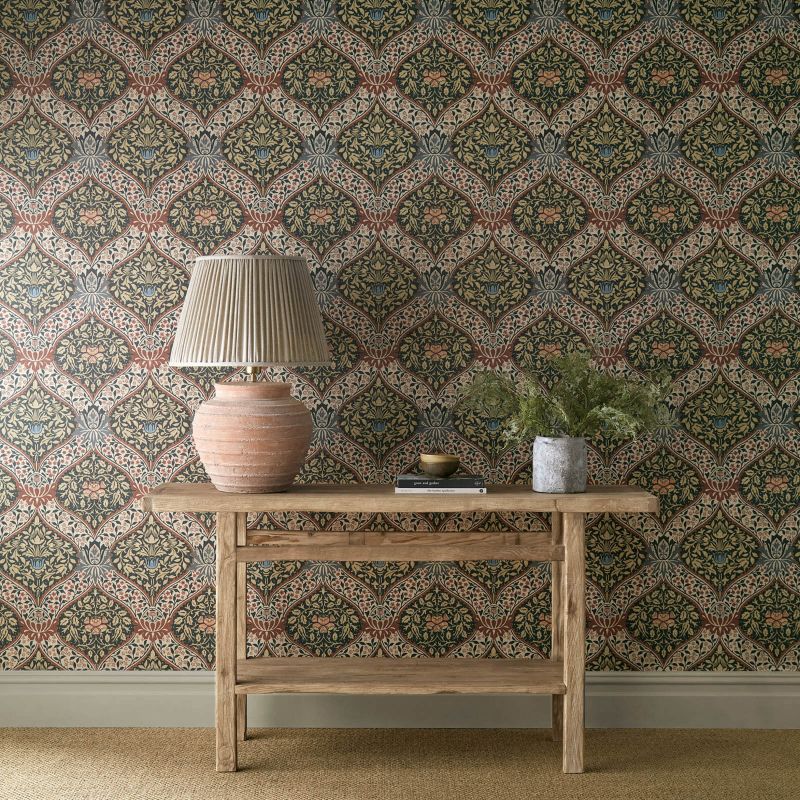 Norbury Wallpaper - Slate/Madder - Morris & Co - 217594 - Morris Wallpaper