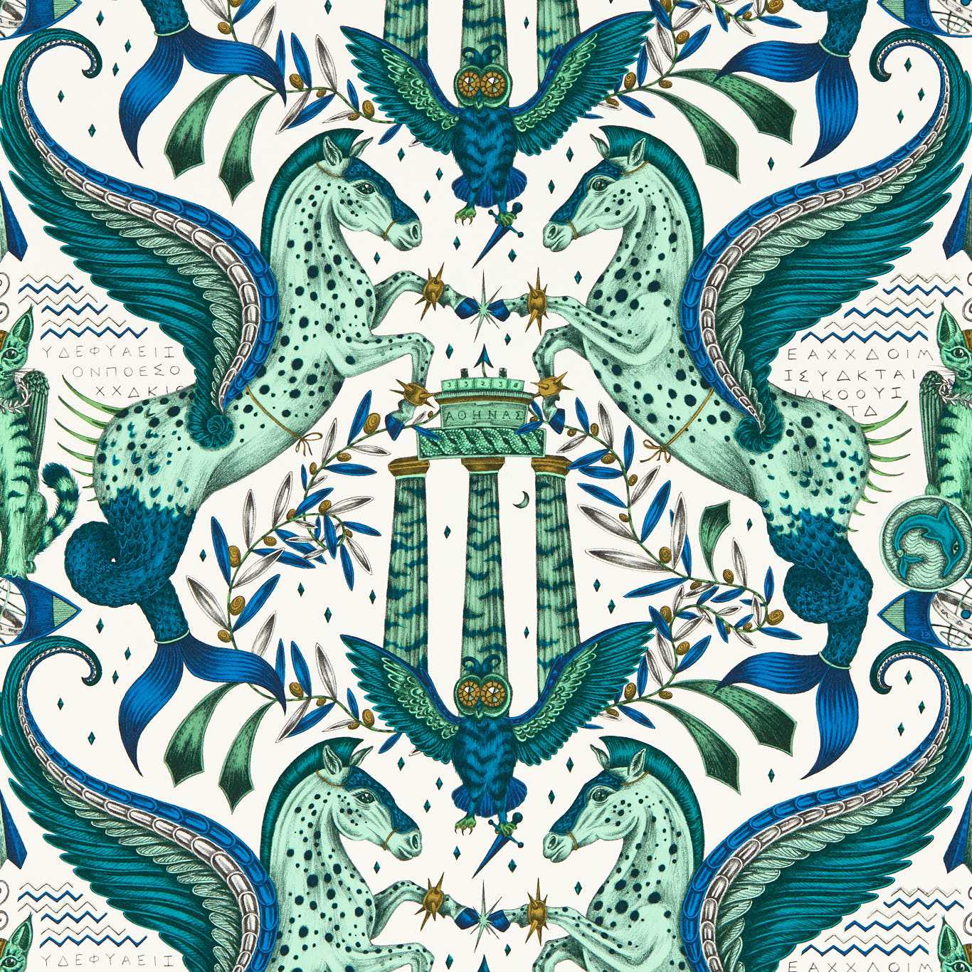 Odyssey Mythos Wallpaper - Olive - Clarke & Clarke - W0215/01 - Morris Wallpaper