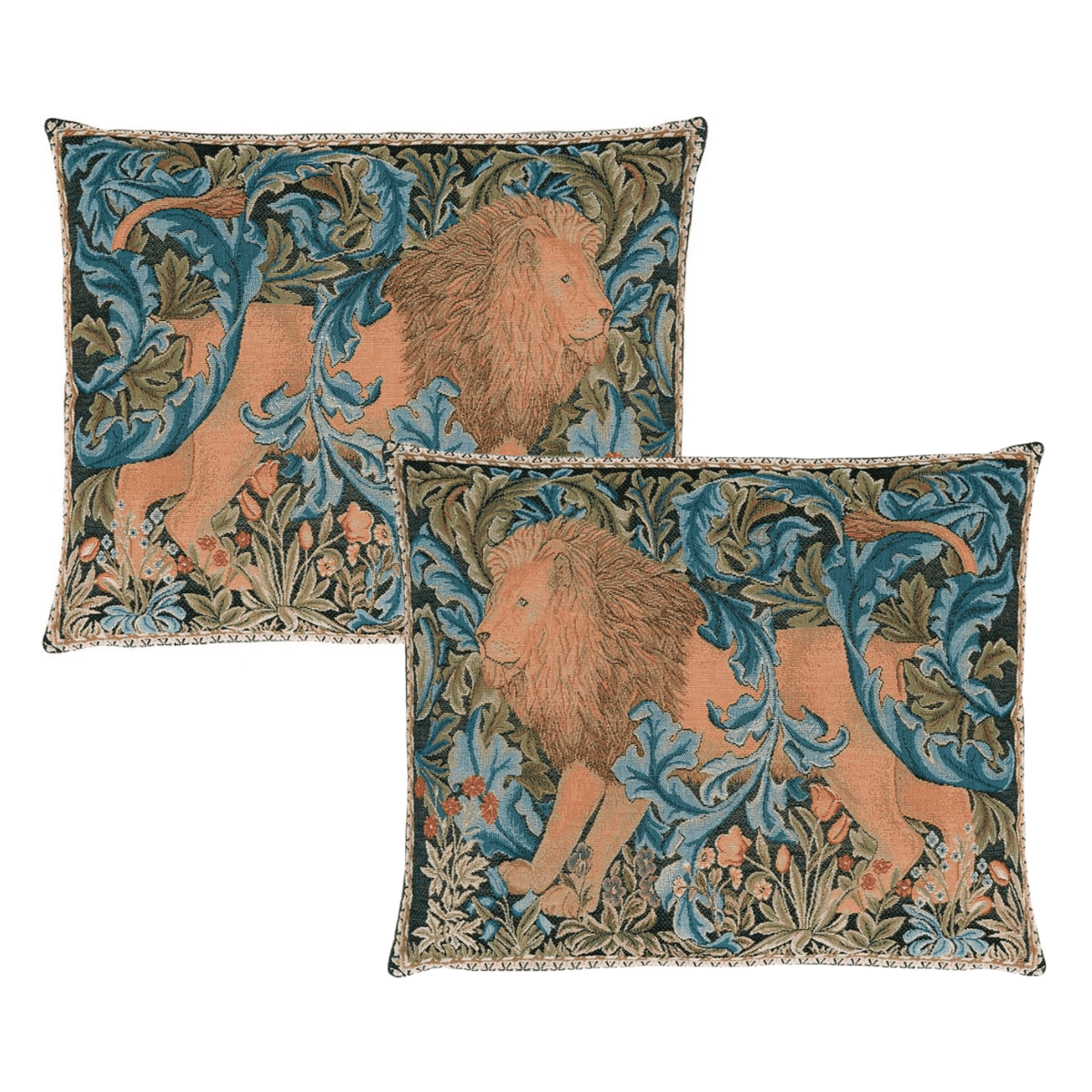 Pair of The Forest Tapestry Cushions with Feather Filler - Hines - 394+395 - Morris Wallpaper