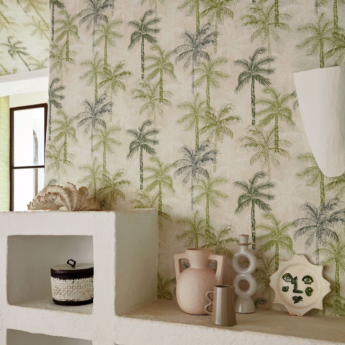 Palmyra Wallpaper - Mineral/Blush - Clarke & Clarke - W0189/03 - Morris Wallpaper