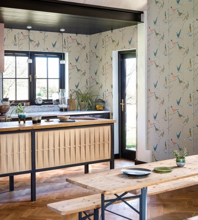 Passaro Wallpaper - Ginger / Teal - NJAP111926 - Scion