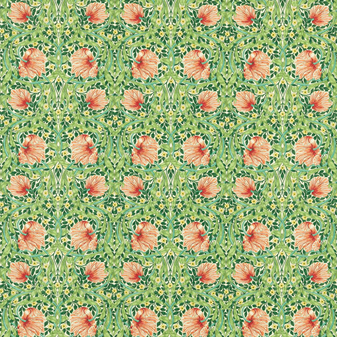 Pimpernel Fabric - Shamrock/Watermelon - Morris & Co - 227213 - Premier Wallcovering