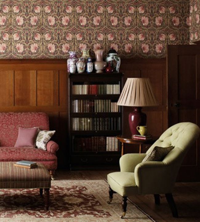 Pimpernel Wallpaper - Brick/Olive - 210386 - Morris & Co