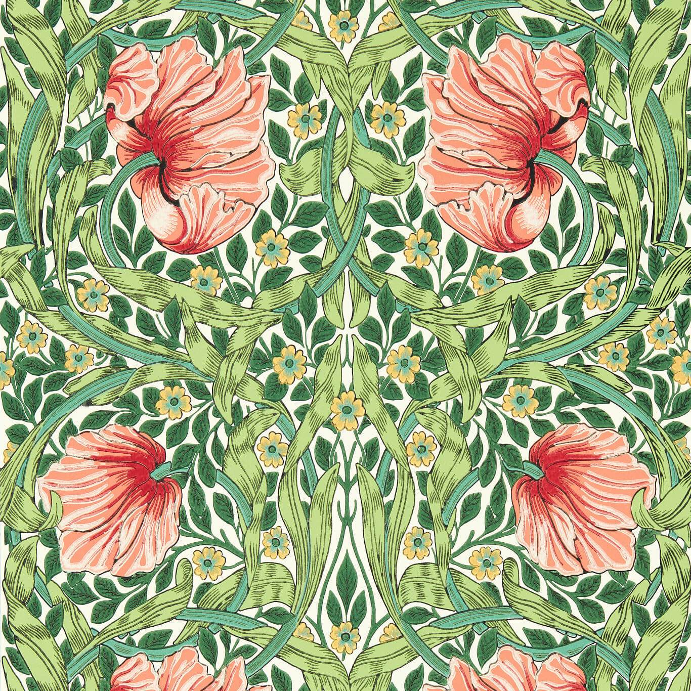 Pimpernel Wallpaper - Shamrock/Watermelon - 217332 - Morris & Co