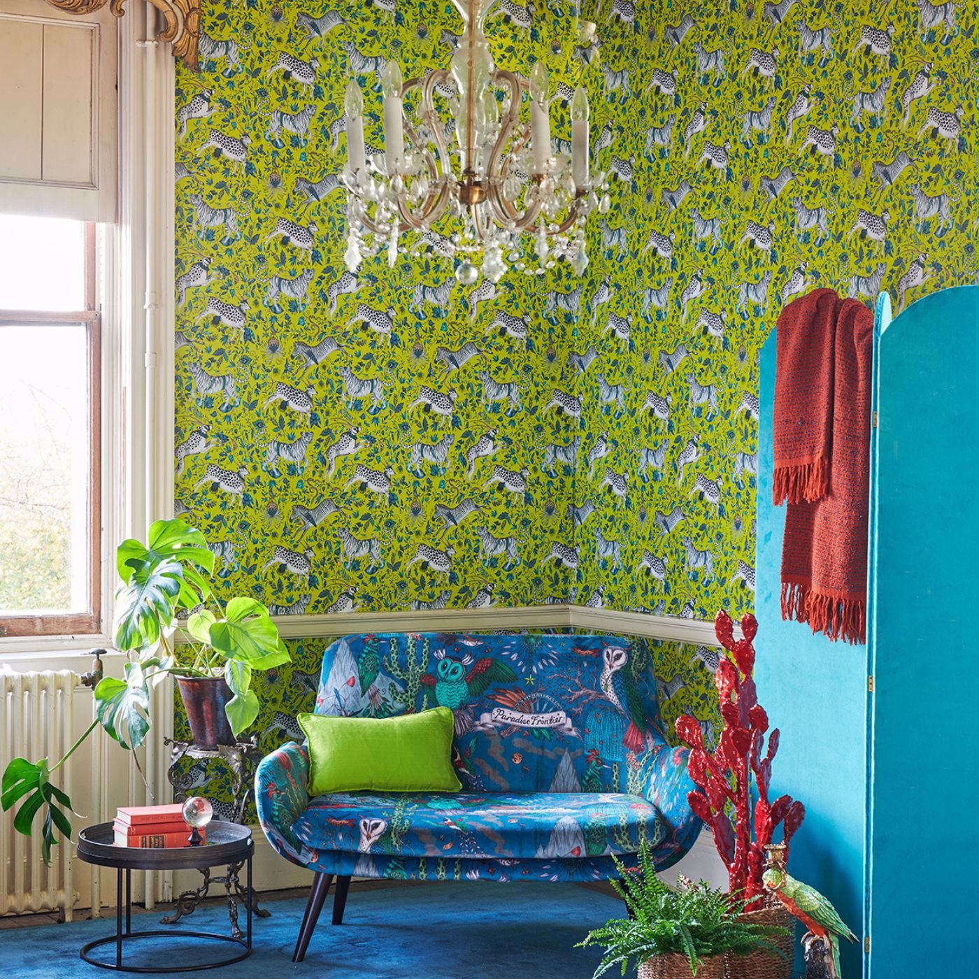 Protea Wallpaper - Lime - Clarke & Clarke - W0119/05 - Morris Wallpaper