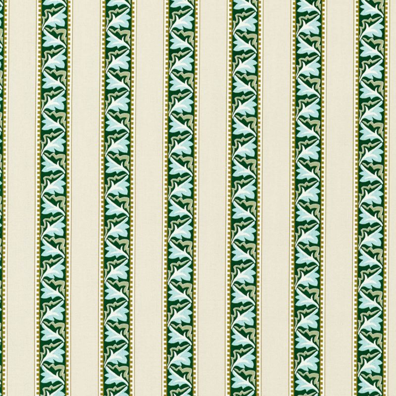 Red Car Stripe Fabric - Forest/Linen - Morris & Co - 227249 - Premier Wallcovering