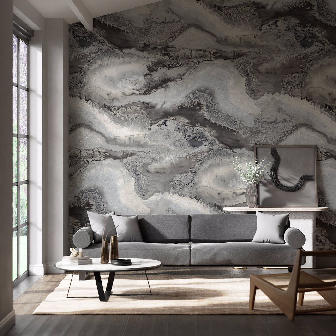 Reflected Obsidian Wallpaper - Snowflake - Harlequin - HQN2112853 - Morris Wallpaper