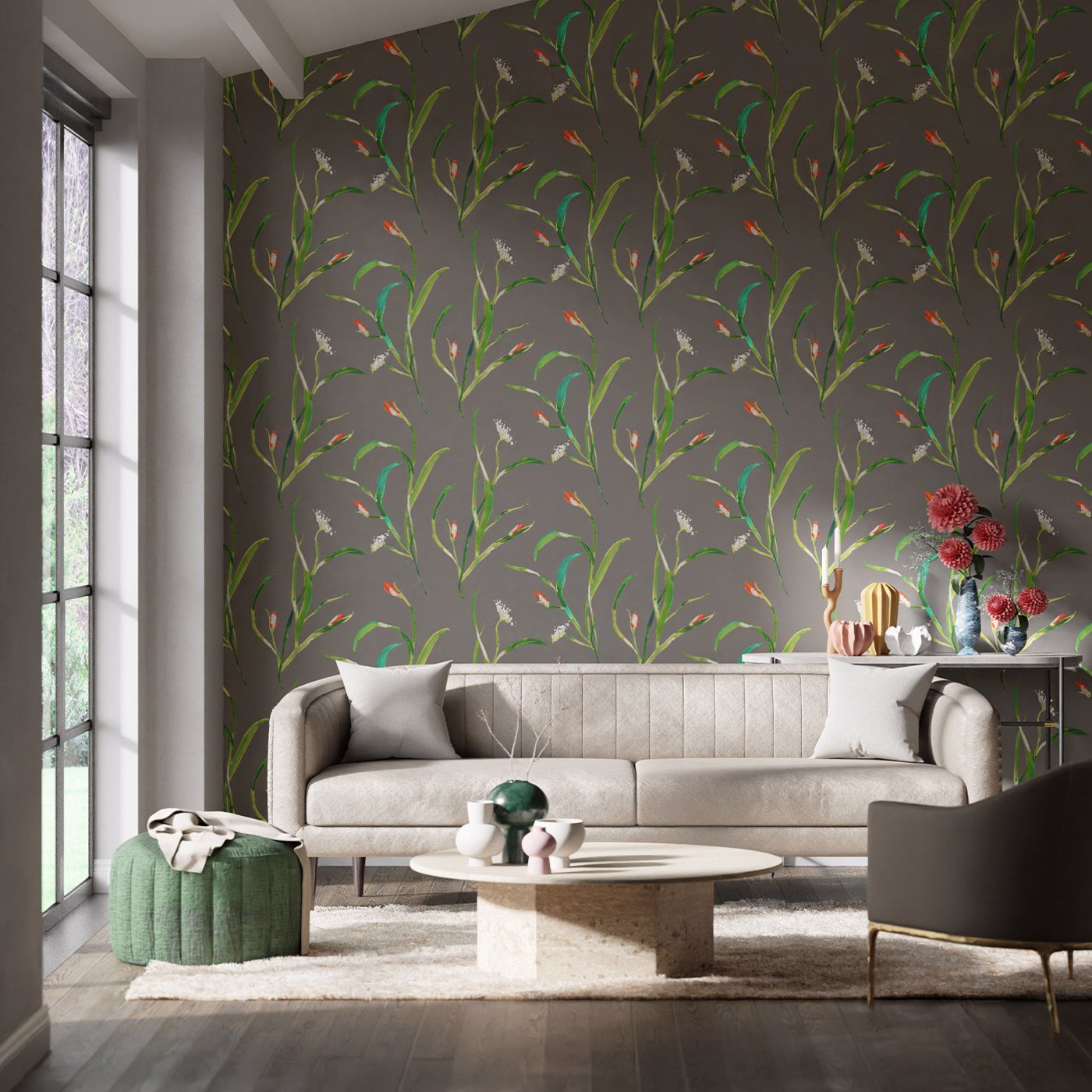 Saona Wallpaper - Kiwi/Charcoal - Harlequin - HZAP111758 - Morris Wallpaper