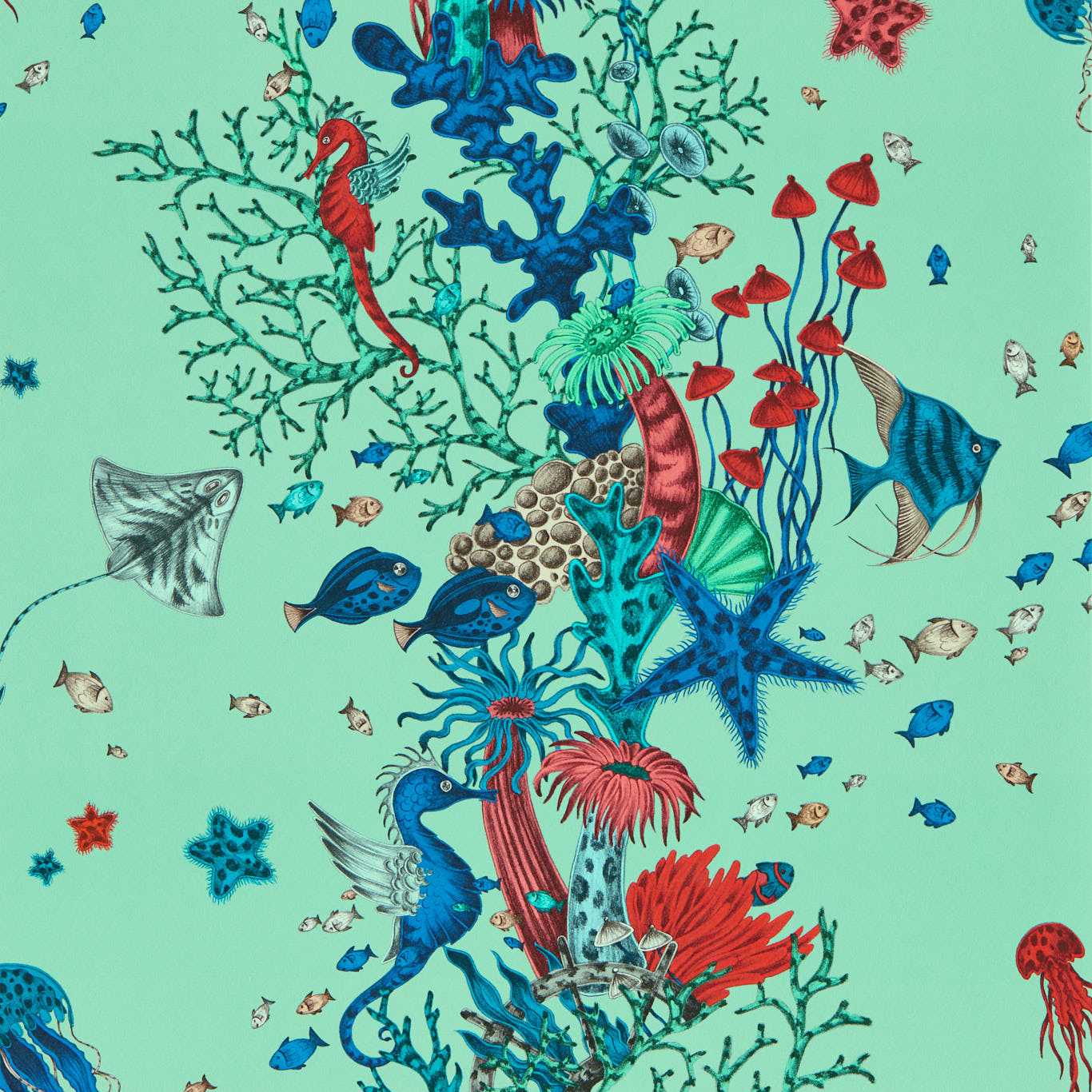 Seaforest Wallpaper - Aqua - Clarke & Clarke - W0218/01 - Morris Wallpaper