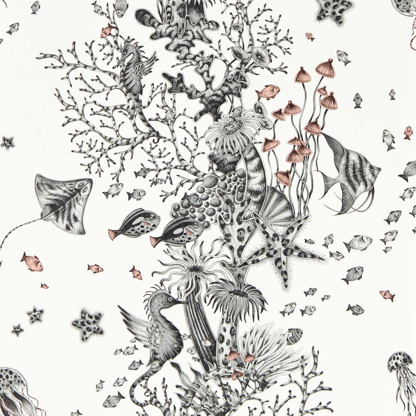 Seaforest Wallpaper - Mono - Clarke & Clarke - W0218/03 - Morris Wallpaper