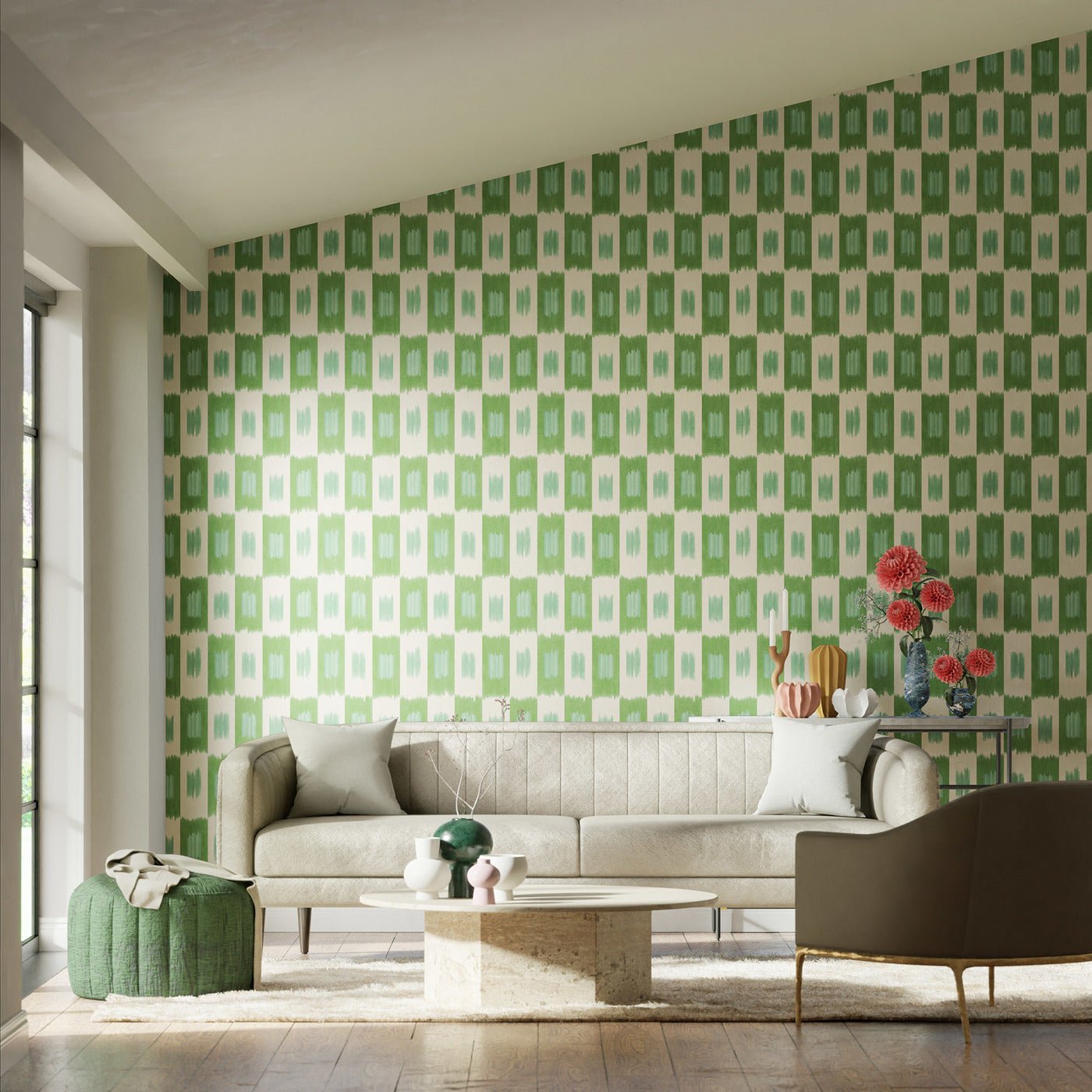 Shiruku Wallpaper - Emerald/Forest/Silver Willow - Harlequin - HQN3112921 - Morris Wallpaper