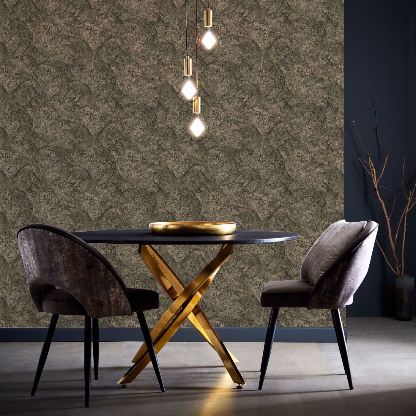 Silvan Wallpaper - Charcoal/Gilver - Clarke & Clarke - W0209/01 - Morris Wallpaper