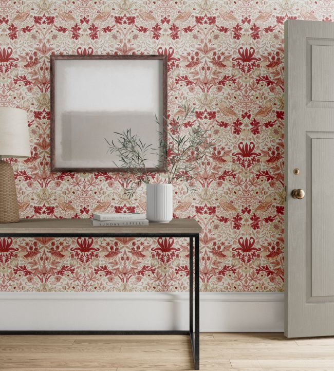 Simply Strawberry Thief Wallpaper - Madder - 217059 - Morris & Co