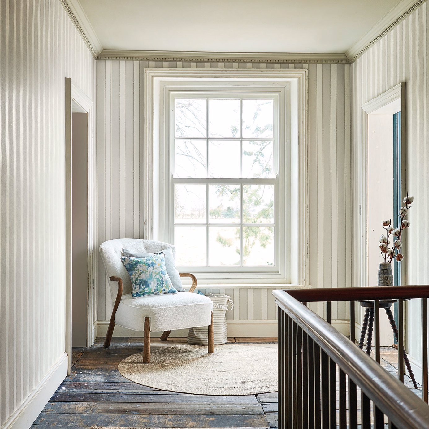 Sonning Stripe Wallpaper - Powder Blue - Sanderson - DLMW216888 - Morris Wallpaper
