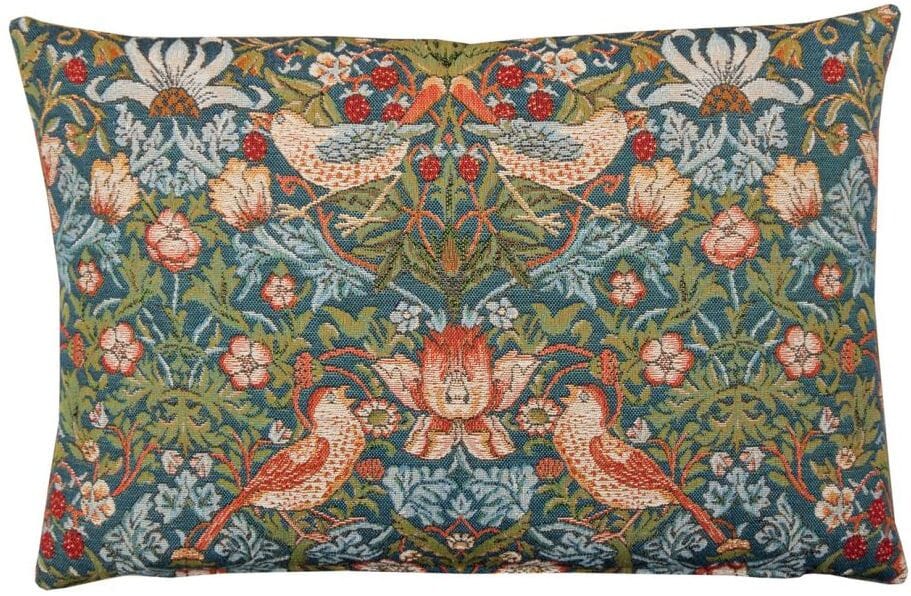 Strawberry Thief Tapestry Cushion with Feather Filler - Hines - 583 - Morris Wallpaper