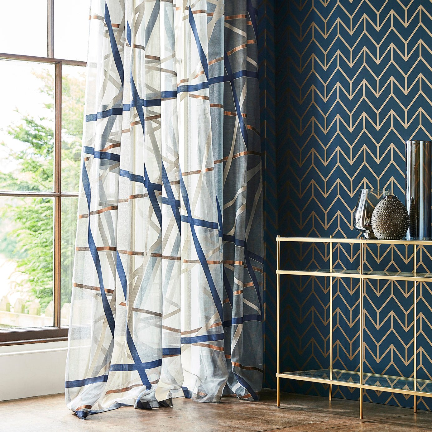 Tessellation Wallpaper - Teal/Gold - Harlequin - HMWF111984 - Morris Wallpaper
