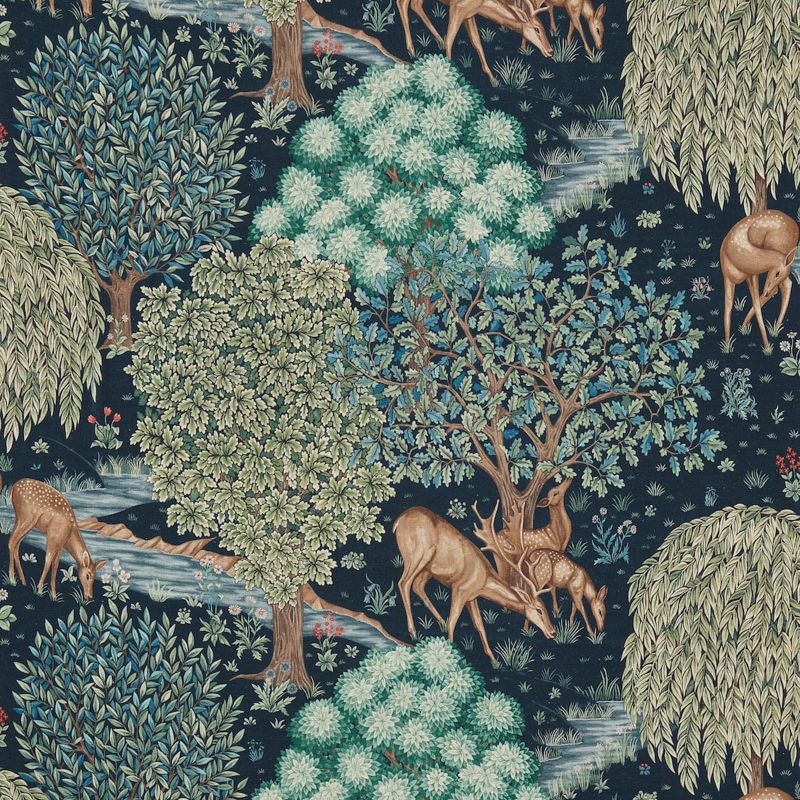 The Brook Fabric - Tapestry Blue - Morris & Co - DCMF226709 - Premier Wallcovering