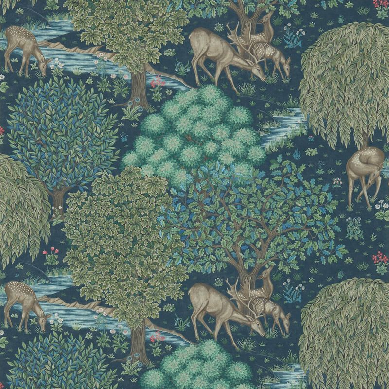 The Brook Wallpaper - Dark Blue - Morris & Co - 216813 - Morris Wallpaper