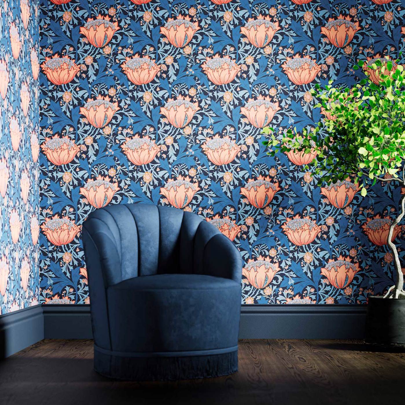 The St Sabastian Wallpaper - Midnight Embers - 510011 - Morris & Co