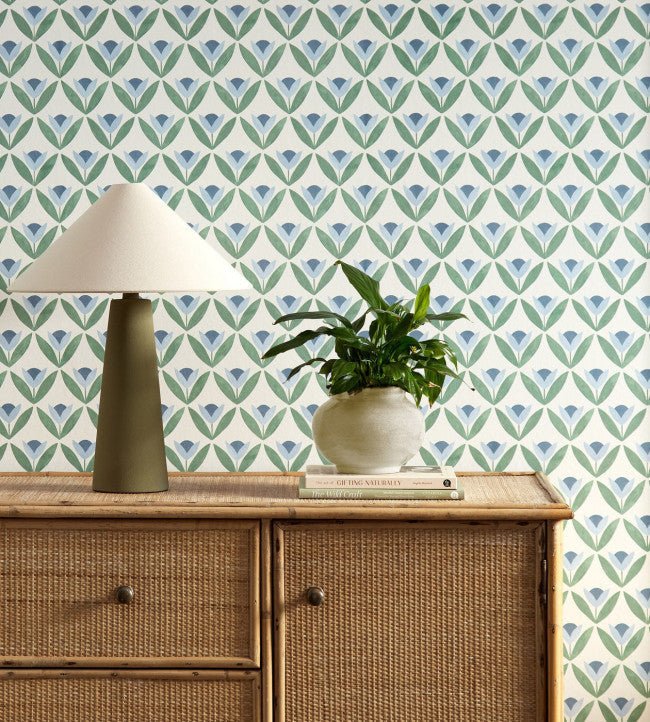 Tulip Trellis Wallpaper - Coast Blue - Scion - NSCW113257 - Morris Wallpaper