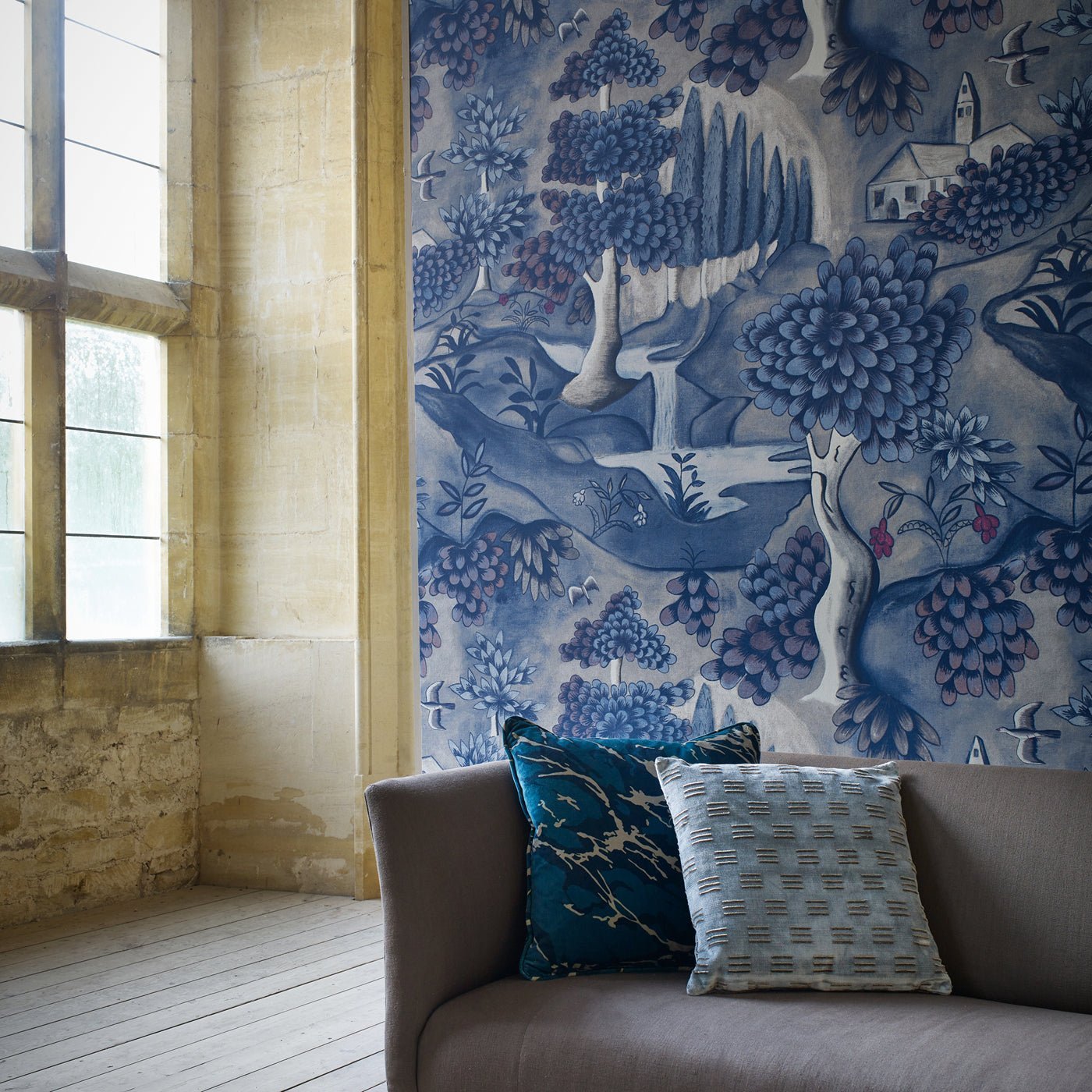 Verdure Wallpaper - Indigo - ZCOT313020 - Zoffany - Premier Wallcovering
