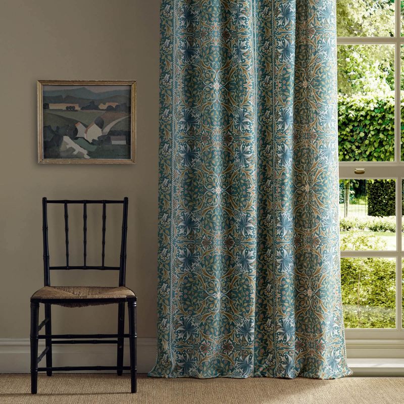 Walthamstow Fabric - Teal/Ochre - Morris & Co - 227365 - Morris Wallpaper