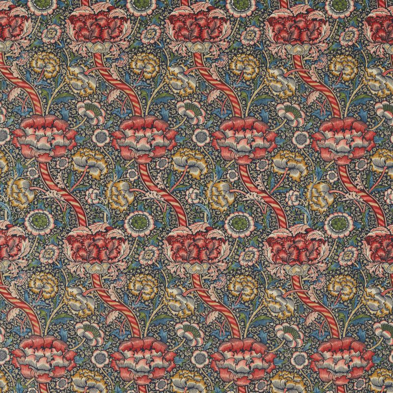 Wandle Fabric - Indigo/Carmine - Morris & Co - 226398 - Premier Wallcovering