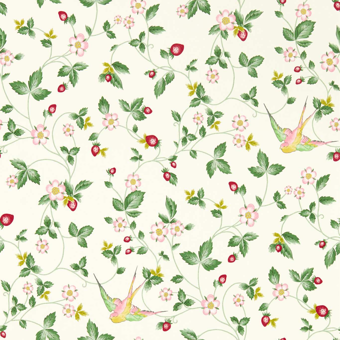 Wild Strawberry Wallpaper - Ivory - Clarke & Clarke - W0135/03 - Morris Wallpaper