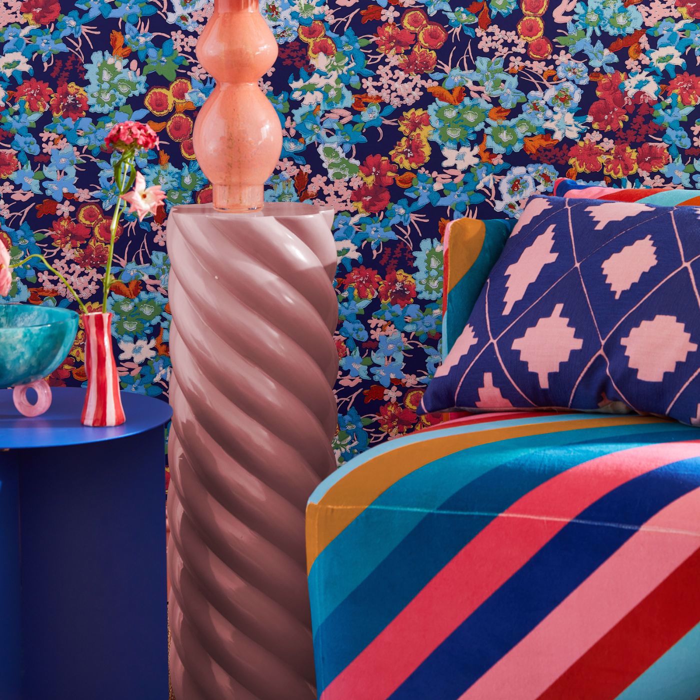 Wildflower Meadow Wallpaper - Lapis/Carnelian/Aquamarine - Harlequin - HSRW113050 - Morris Wallpaper