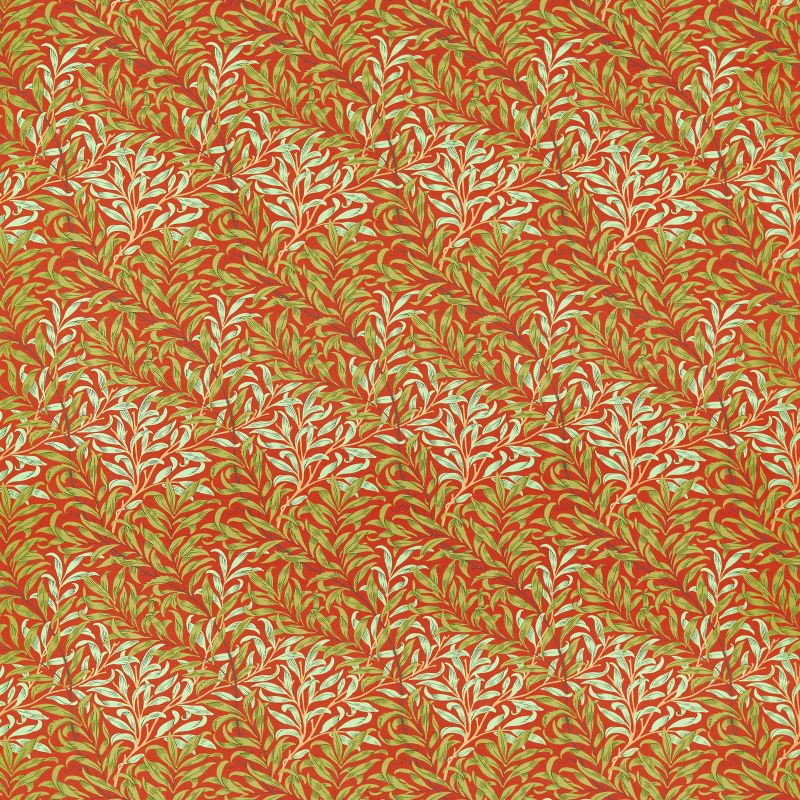 Willow Boughs Fabric - Tomato/Olive - Morris & Co - 226843 - Premier Wallcovering