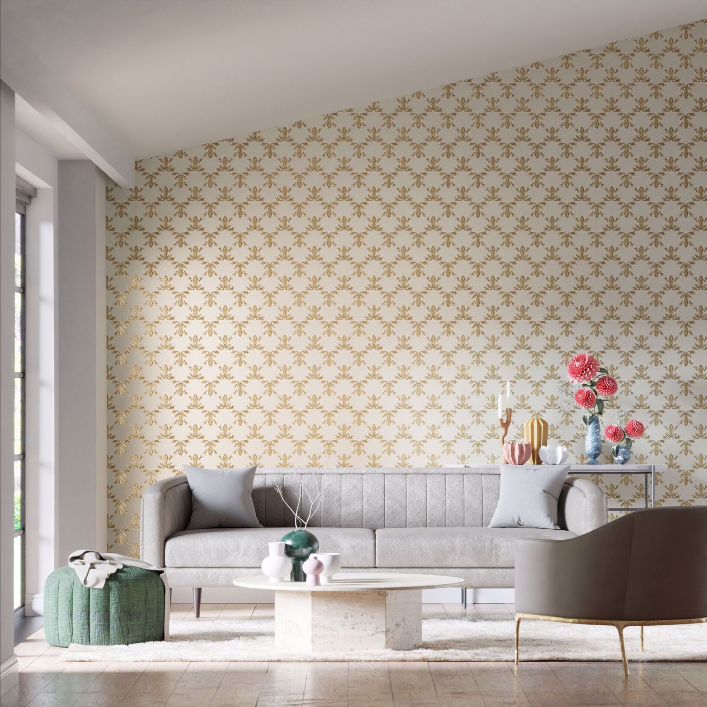 Wood Frog Wallpaper - Gold/Parchment - Harlequin - HC4W113013 - Morris Wallpaper