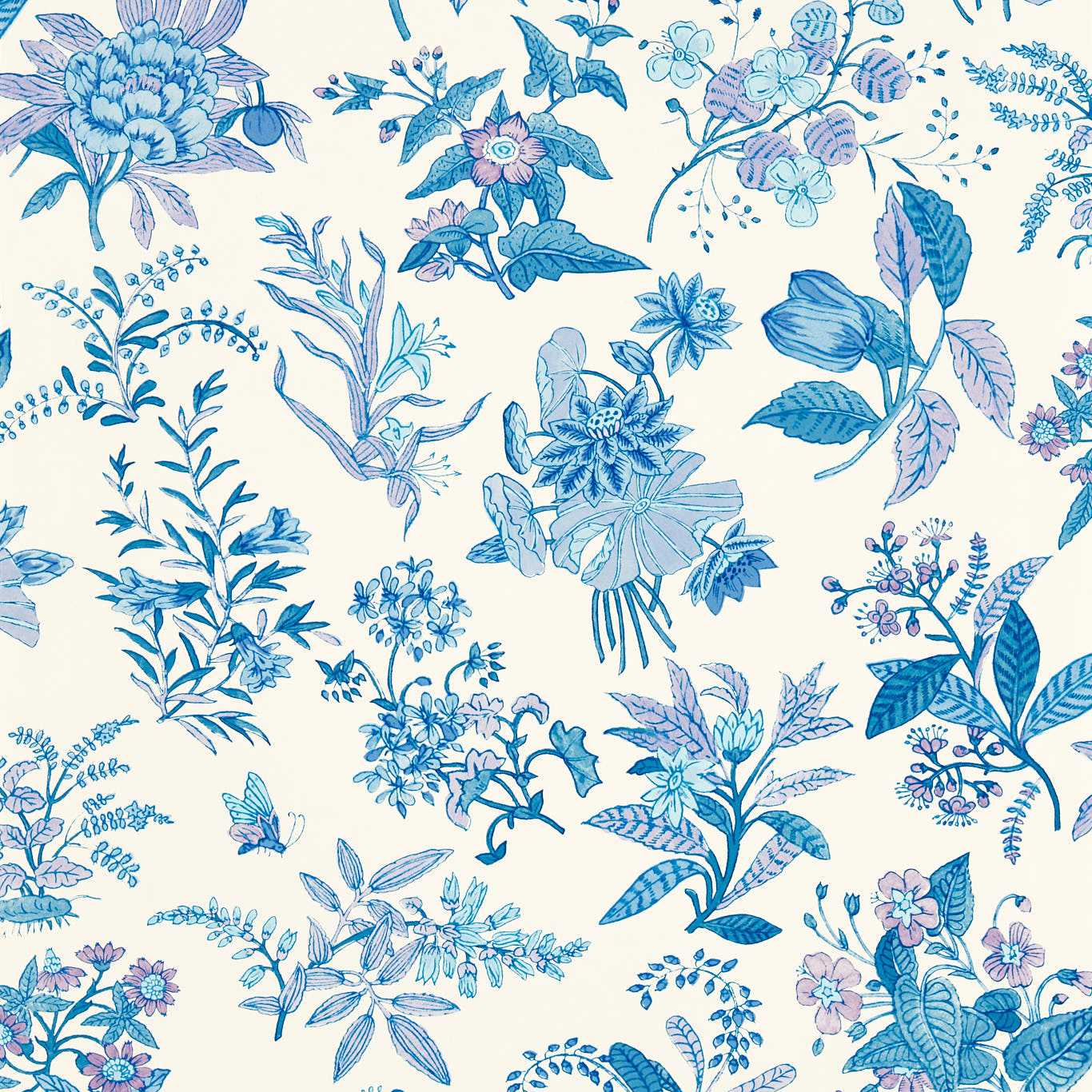 Woodland Floral Wallpaper - Lapis/Amethyst/Pearl - HSRW113059 - Harlequin - Premier Wallcovering
