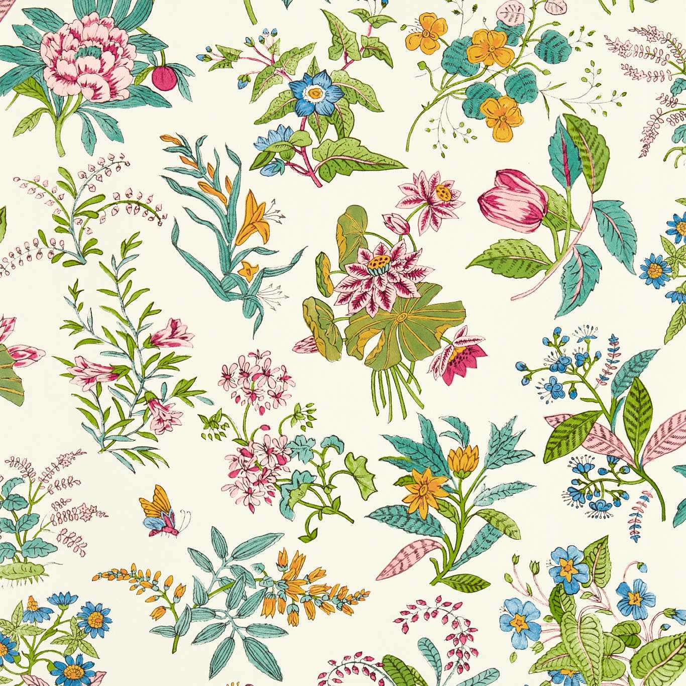 Woodland Floral Wallpaper - Peridot/Ruby/Pearl - Harlequin - HSRW113057 - Morris Wallpaper