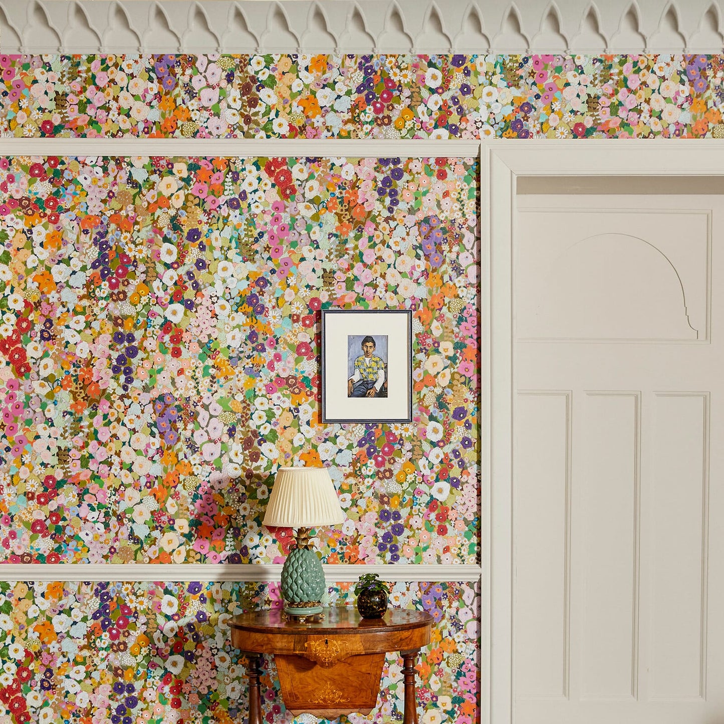Hollyhocks Wallpaper - Spring - 1-WA-HOL-DI-SPR-XXX