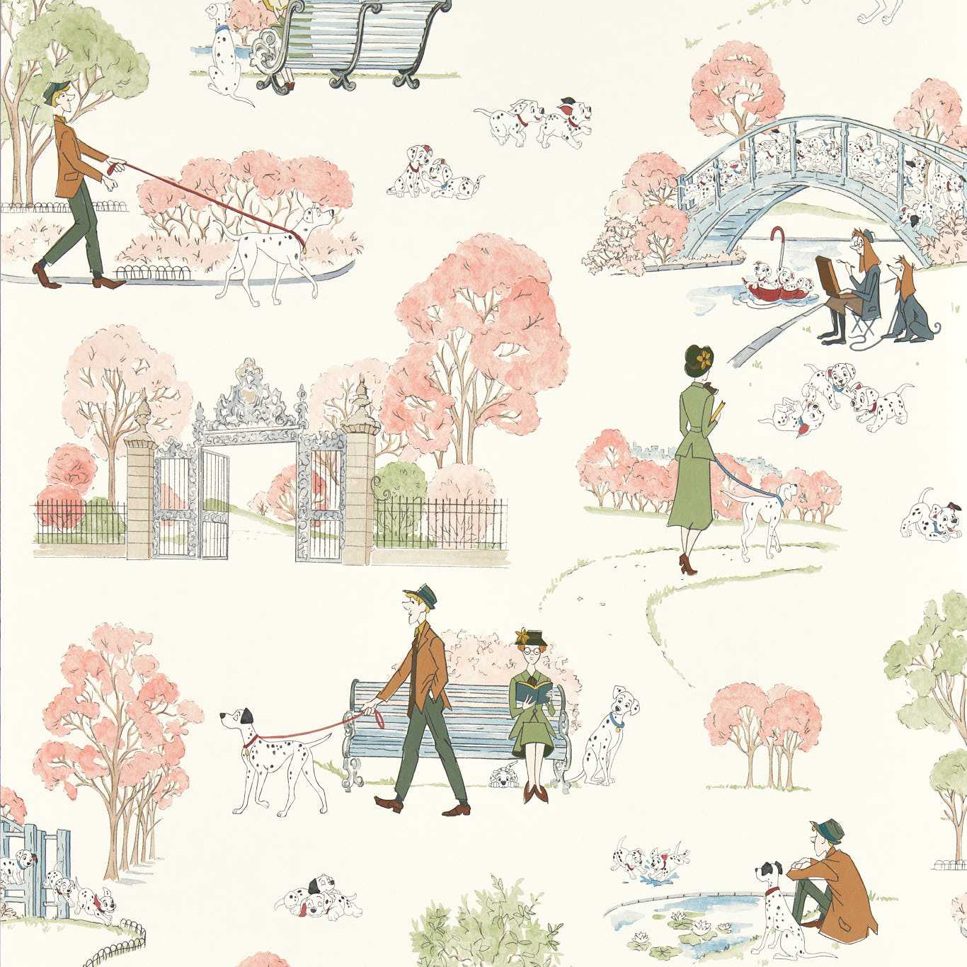 101 Dalmatians Wallpaper - Candy Floss - DDIW217289 - Sanderson - Disney Home - Morris Wallpaper