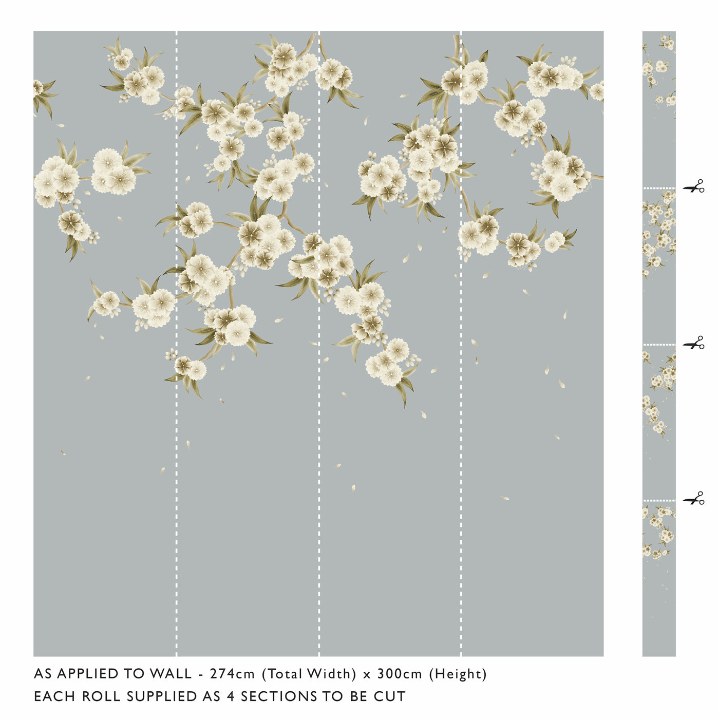 Rosa Wallpaper - Feather Grey/ Paper Lantern/Oyster - HDHW112888