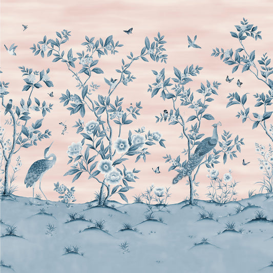 Florence Wallpaper - Powder/ China Blue - HDHW112890