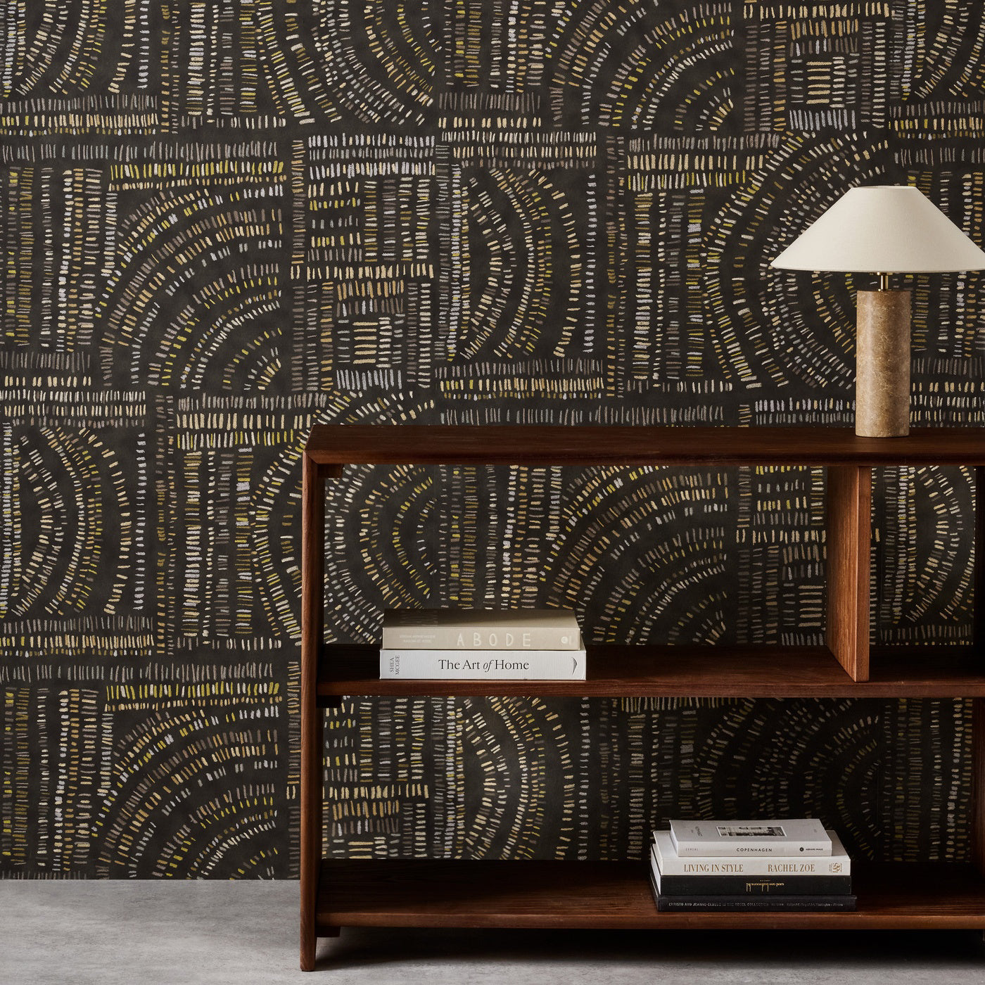 Frescoes Wallpaper - Charcoal / Chalk / Limestone - HDMW113291