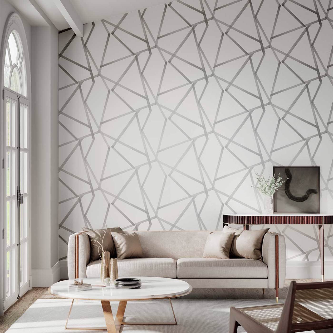 Sumi Shimmer Wallpaper - Porcelain/Linen - HMFW111574