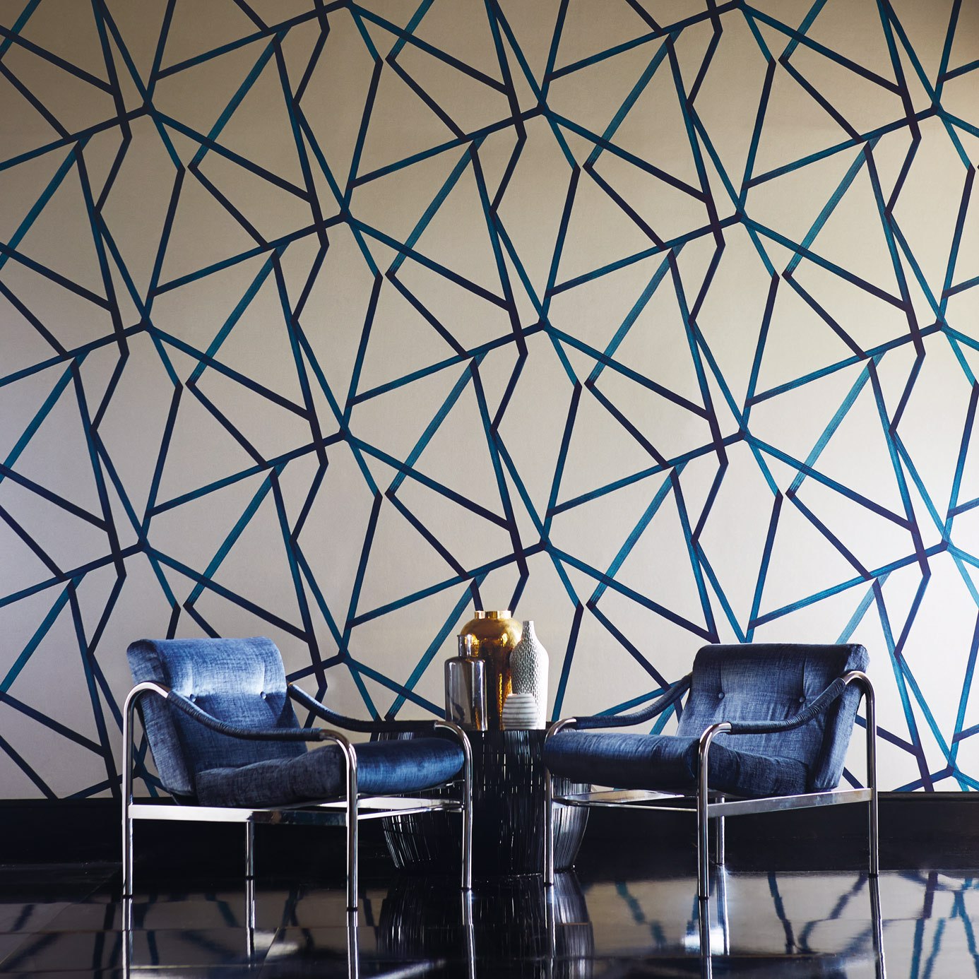 Sumi Wallpaper - Linen/Indigo - HMOW110887